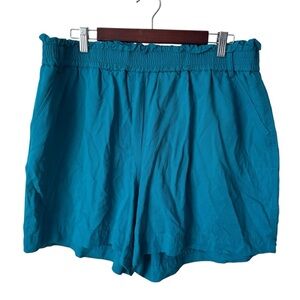In Every Story Teal Viscose Lyocell Relaxed High Rise Shorts Women's 16
